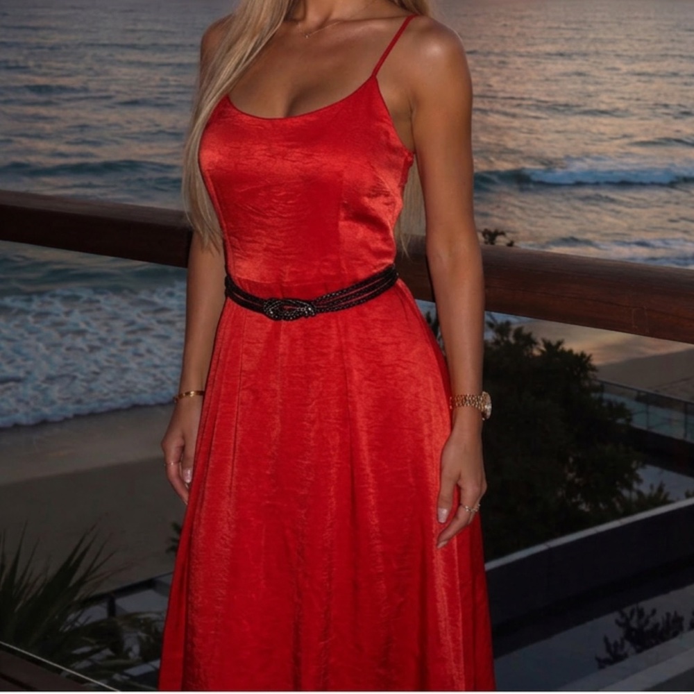Elegant sleeping Red Sleeveless Dress